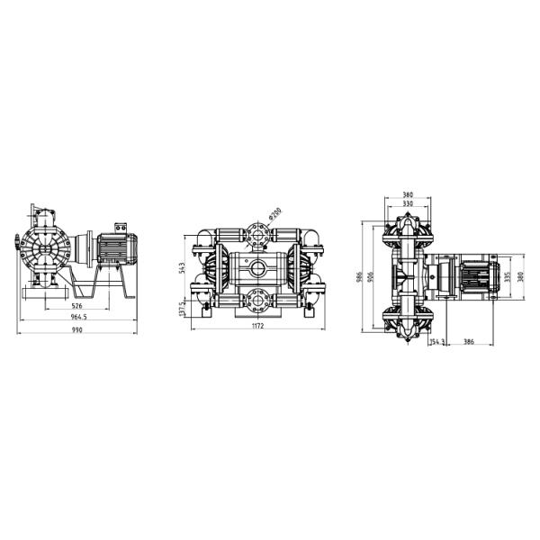 Double Motor Operated Diaphragm Pump Fuel Material 3 Inch PP