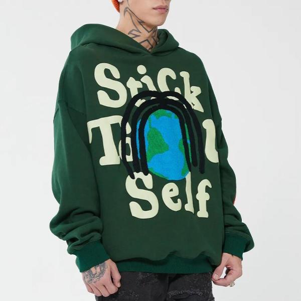 Factory Supplying Cotton Polyester Puff Print Hoodie 50 400GSM 3D Foam Print Men′s Hoodies