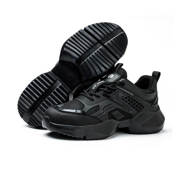 Durable Black Custom Logo Safety Shoes with Breathable TPU Flying Knit and Kevlar Midsole