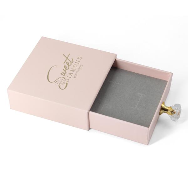 Custom Pink Glitter Package Folding Ring Jewelry Packaging Box With Ribbon Closure