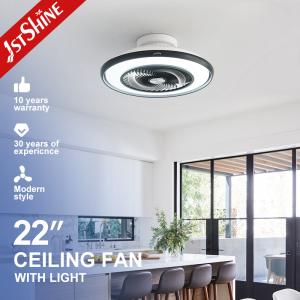 Compact 22 Inch Modern Flush Mount Ceiling Fan With LED Light 6-Speed Remote