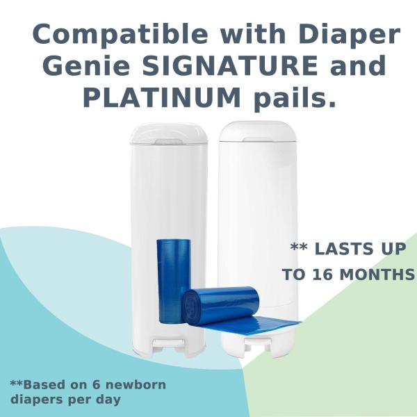 Baby Disposable Nappy Bin Refills Rolls of Bags for Litter Geni Easy Diaper Pail Diaper GENIEE Easy Roll Refill for Essence Pail
