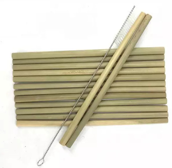 Custom Natural Biodegradable Bamboo Straws 20cm Reusable Straight Straws With