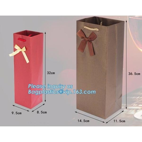 christmas door kraft paper wine bottle gift bag,Custom printed luxury recyclable gift paper wine bag, bagplastics, bagea