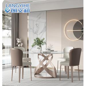 Turntable Marble Round Dining Table For 4 Light Luxury
