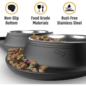 Food Water Dog Food Bowls With Skid Resistant Silicone Mat