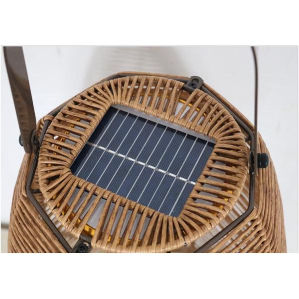 Outdoor Rattan Shade Floor Lamp Solar Powered IP65 Waterproof