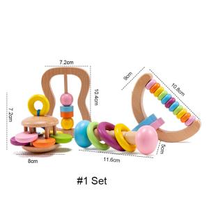 Rattle Soother 7.2cm Wooden Musical Toys Childrens Wooden Instruments