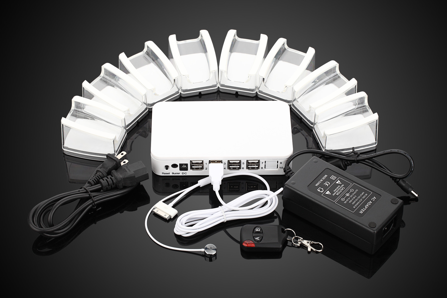 Quality COMER 8 port security with charger and alarm cell phone tablet computer stand holder for sale