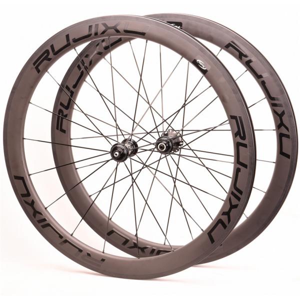 RUJIXU 700C Road Bike Clincher Carbon Fiber Wheel Set 38/50mm V Brake Braking System for Bicycles