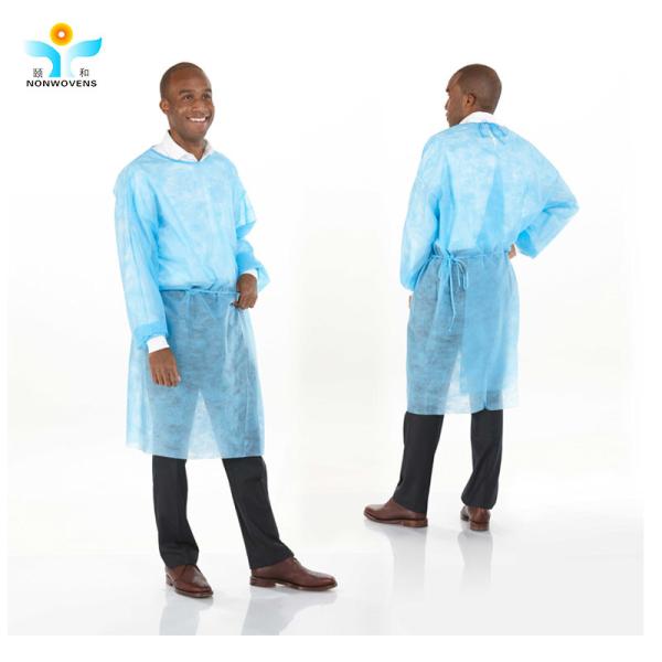 117*137cm Non Woven Isolation Gown , Non Woven Disposable Gown With Knitted Cuff