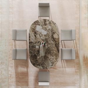 Rectangle Luxury Artificial Marble Top Metal Luxury Dining Table