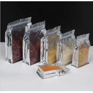 China Custom Flat Bottom Aluminum Foil pouch With One Side Clear Transparent Aluminium Foil Bag With Zipper For Food Packaging on sale