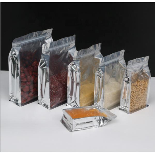 Custom Flat Bottom Aluminum Foil pouch With One Side Clear Transparent Aluminium Foil Bag With Zipper For Food Packaging