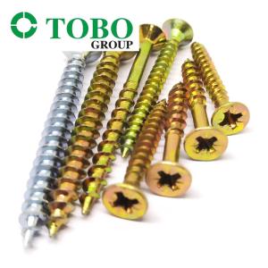 Yellow / White Zinc Countersunk Head DIN7505 Harden MDF Furniture Chipboard