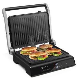4 Slice Indoor BBQ Panini Electric Press Grill With Temperature And Time Knob