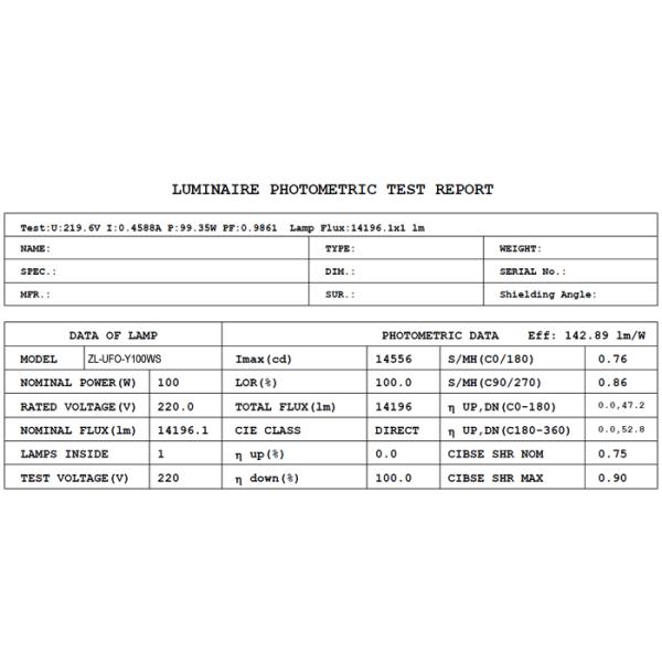 100W UFO LED High Bay Light 150lm/w 15000lm IP66/65 For Industrial Warehouse Lighting