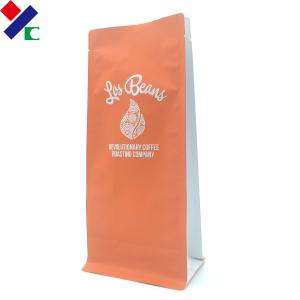 China Custom Stand Up Zipper Plastic Coffee Bags With Flat Bottom on sale