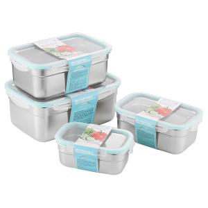 Leak Proof Metal Food Storage Containers Rectangular 500ml Capacity