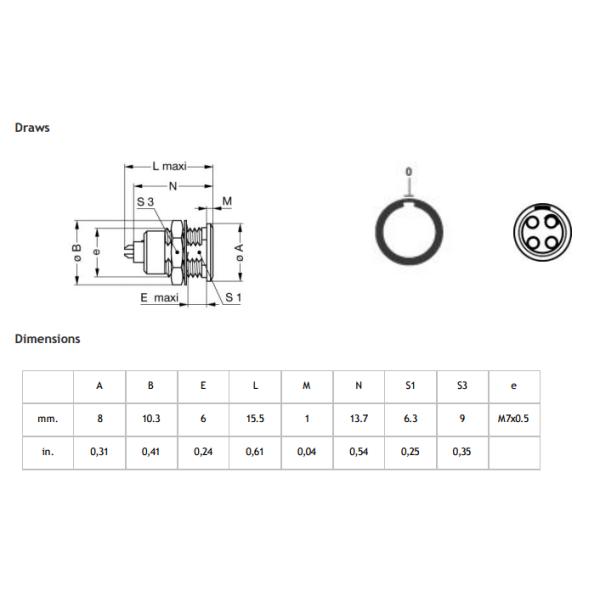 Lemo 00 size 4pin male and female connector FGG.00.304 / EGG.00.304