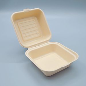 Customized eco-friendly sugarcane burger box disposable fast food takeaway