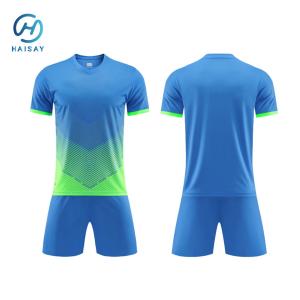 Custom Blue Green Gradient Football Jersey Set - Quick-Dry Polyester