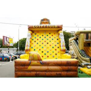 Inflatable Amusement Park With Golden Rock Climbing Wall , Printed Partern