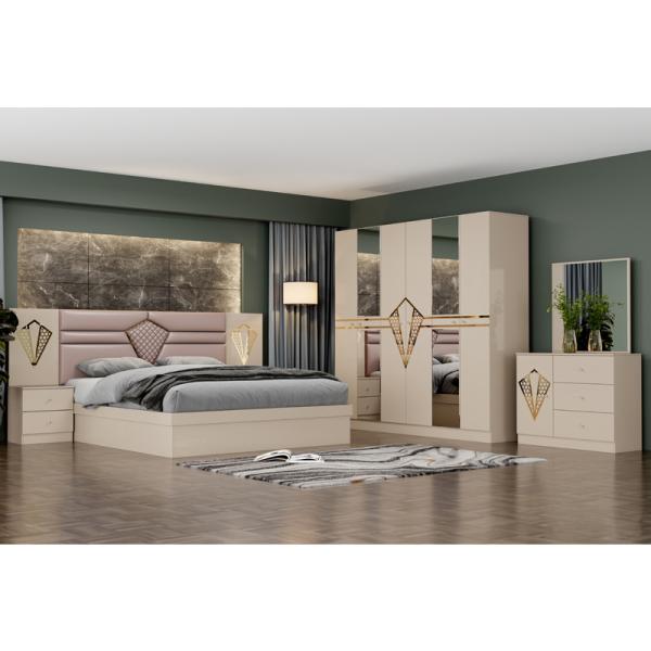Cheap High Quality Master Room Wood Frame Double Bed Set Home Modern Luxury Complete Wooden King Size Bedroom Sets Furniture