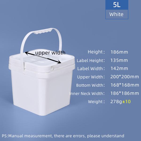 5L 10L 16L 25L Orange Square Plastic Bucket PP Material for Supermarket Food Storage