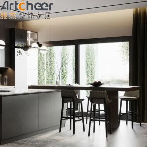 Island Design Kitchen Cabinet With Solid Wood Frame Customized Color Lacquer