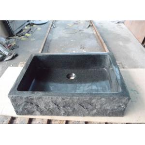 Dark Grey Granite Bathroom Basin , High End Rectangular Stone Sink