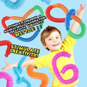 Many Colors ABS Material Pop Tube Fidget Toys Soft Ring Shape Changing For Kids