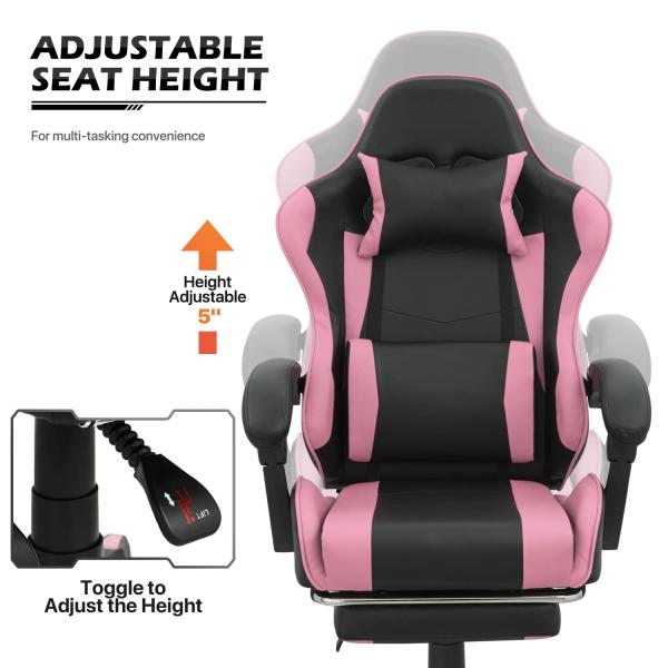 Modern Design Fabric Lumbar Support Ergonomic Computer Racing Chair with Footrest