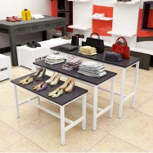 Simple Wooden Shoe Store Display Shelves Multi Functional Black / White Color