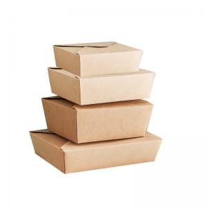 Quality ISO Custom Eco Friendly Packaging Take Out Kraft Paper Lunch Boxes for sale