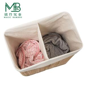 Bamboo Double-Layer Inner Compartment Laundry Hamper For Bathroom