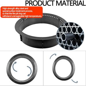 32 Inch Solid Steel Campfire Pit Liner Ring for Outdoor Patio Backyard Holiday