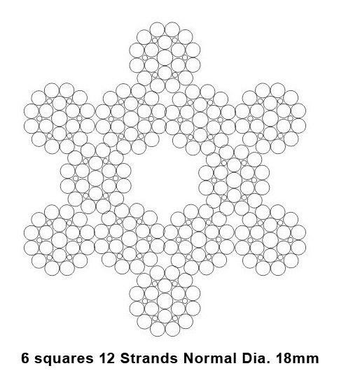 18mm 200kN Galvanized Steel Anti twist Wire Rope Conductor Stringing ROpe 12 Strands 6 Squares