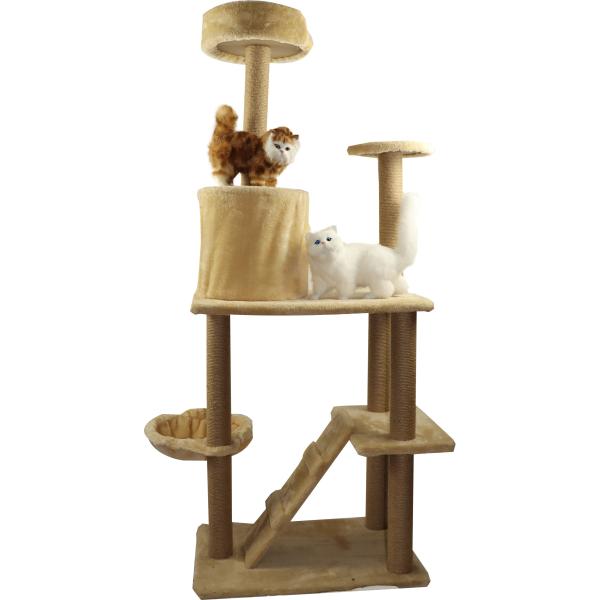 2 Level Wooden Cat Tree Outdoor For Heavy Cats Beige Home Coffee Shops Luxury 150cm 170cm 180cm