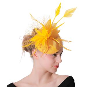 Dyed Sinamay Base and Feather Fascinator Hat for Wedding Occasion