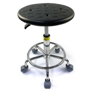 Round Black Four Holes Polyurethane Esd Chairs With Wheels