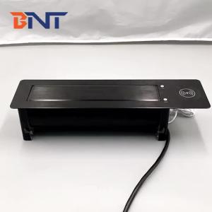 black rotation with wireless charger motrorized electric table flip up media