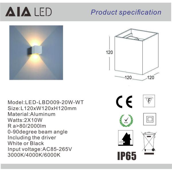 Waterproof adjustable 0-90degree black white led outdoor wall lights & outside wall light with light sensor
