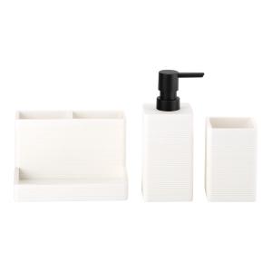 China 3pcs White Sand Stone Bathroom Set Square Shape Circle Line Liquid Soap Dispenser Pump Lotion Pump Bottle on sale