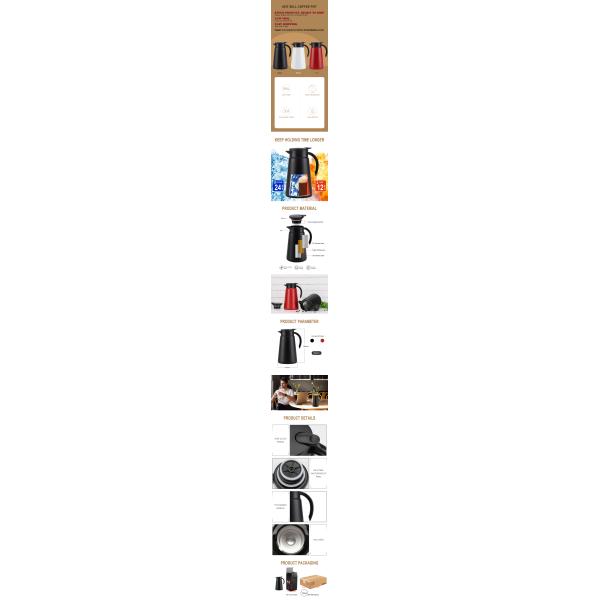 Customized Modern Vacuum Coffee Pot 600ml 800ml 1000ml