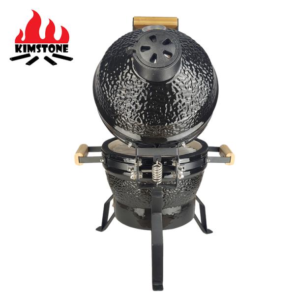KIMSTONE Red Small Egg Shaped Indoor Charcoal Ceramic Table Bbq Griller ,stainless Steel Table Kamado