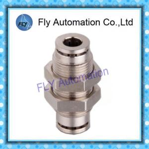 China 3/8 nickel-plated copper straight bulkhead push-in Pneumatic Tube Fittings PM series on sale
