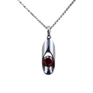 925 Silver 6mm Blue Topaz Cubic Zirconia Drop Pendant (YAQA1003)