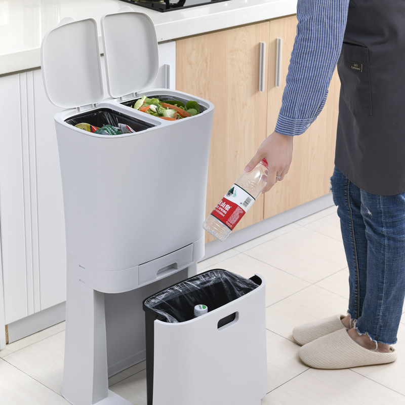 18L/36L Custom Recycling Double Bucket Three Compartments Sorted Trash Bin