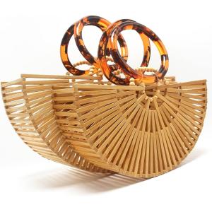 Miuco Womens Bamboo Handbags Handmade Purses Tote Bag